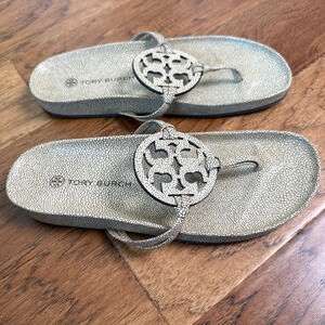 NWOB Tory Burch Miller Cloud Medallion Thong Sandals Size 10.5 US